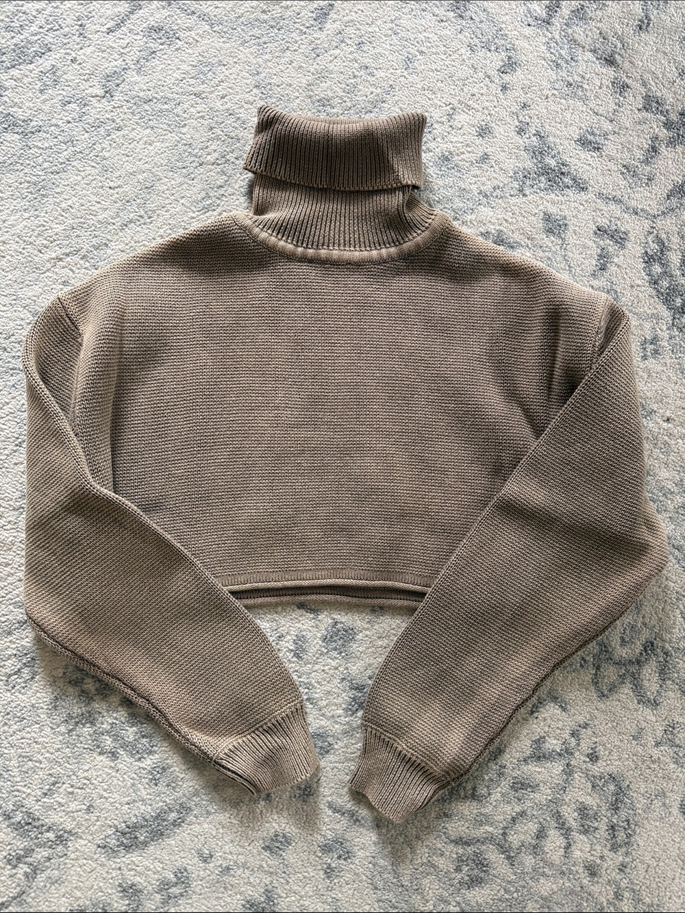 Zara Cropped Turtleneck Sweater in Taupe Brown